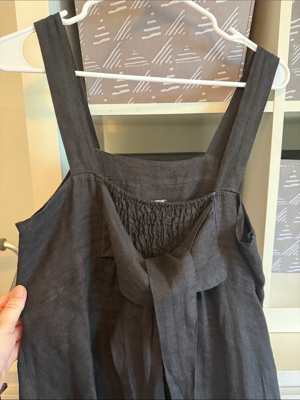 Black Linen Maxi Dress with Square Neck - Picture 8 of 11